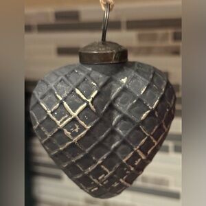 Vintage Heart Shaped Mercury Glass Silver Gray Christmas Ornament